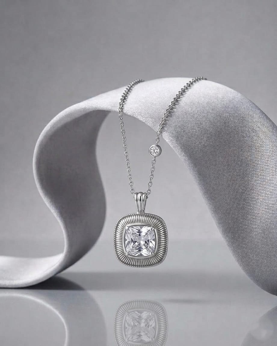 premium 92.5 sterling silver square cut textured pendant necklace premium 92.5 sterling silver square cut textured pendant necklace