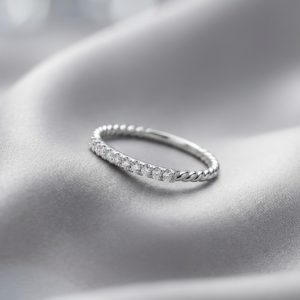 premium sterling silver twisted rope half eternity ring