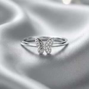 premium sterling silver elegant butterfly ladies ring