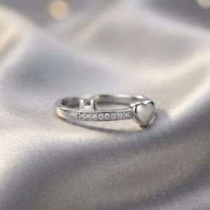 premium sterling silver heart key ladies ring