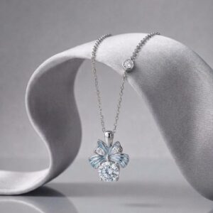 premium 92.5 sterling silver bloom inspired stone pendant necklace