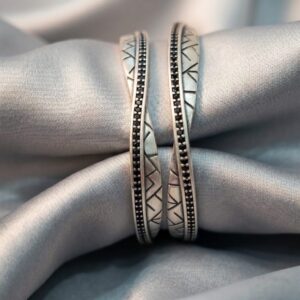 premium oxidized sterling silver twisted kada bangles