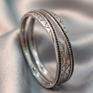 premium oxidized sterling silver twisted kada bangles