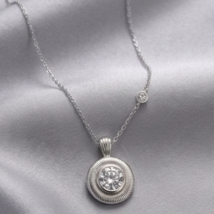 premium vintage square zirconia silver pendant necklace