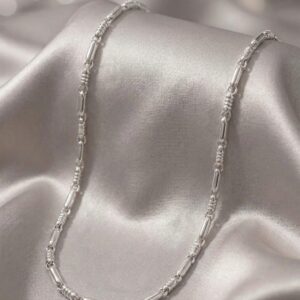 premium sterling silver cylindrical & ribbed link chain