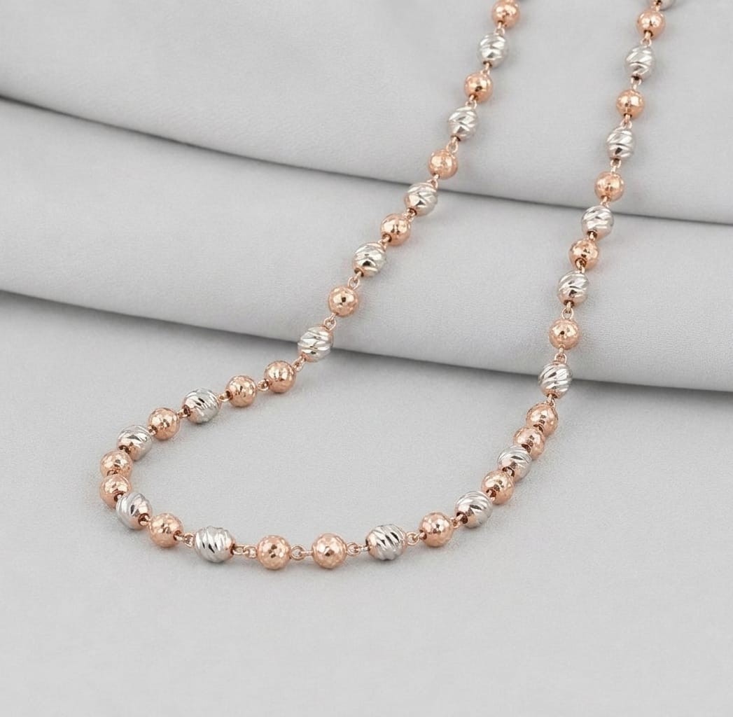 premium 92.5 sterling silver dual tone diamond cut & oval beads mala premium 92.5 sterling silver dual tone diamond cut & oval beads mala